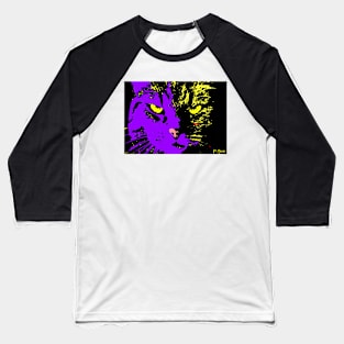 ANGRY CAT POP ART - VIOLET YELLOW BLACK Baseball T-Shirt